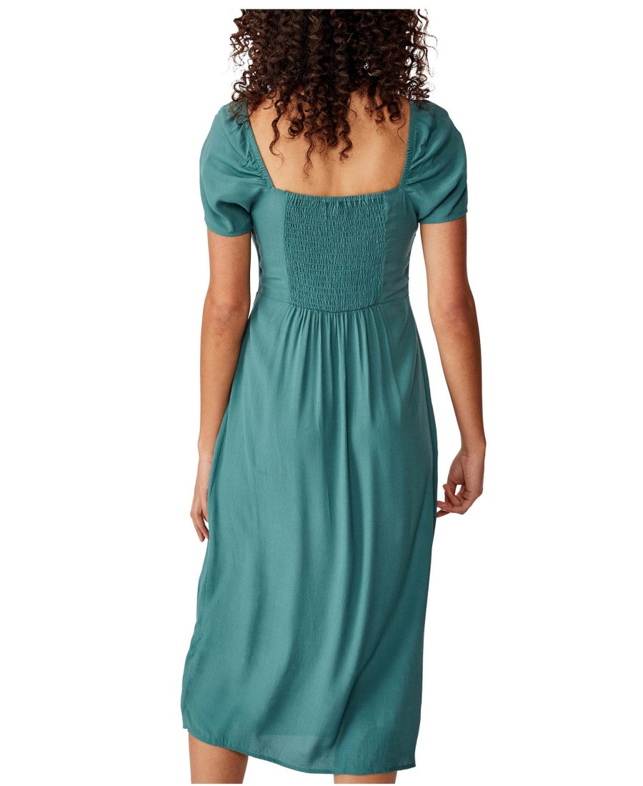 Women'S COTTON ON | Woven Faye Split Midi Dress Mallard Green