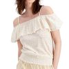 Women'S INC International Concepts | Cotton Printed Ruffled Cold-Shoulder Top Mira Animal