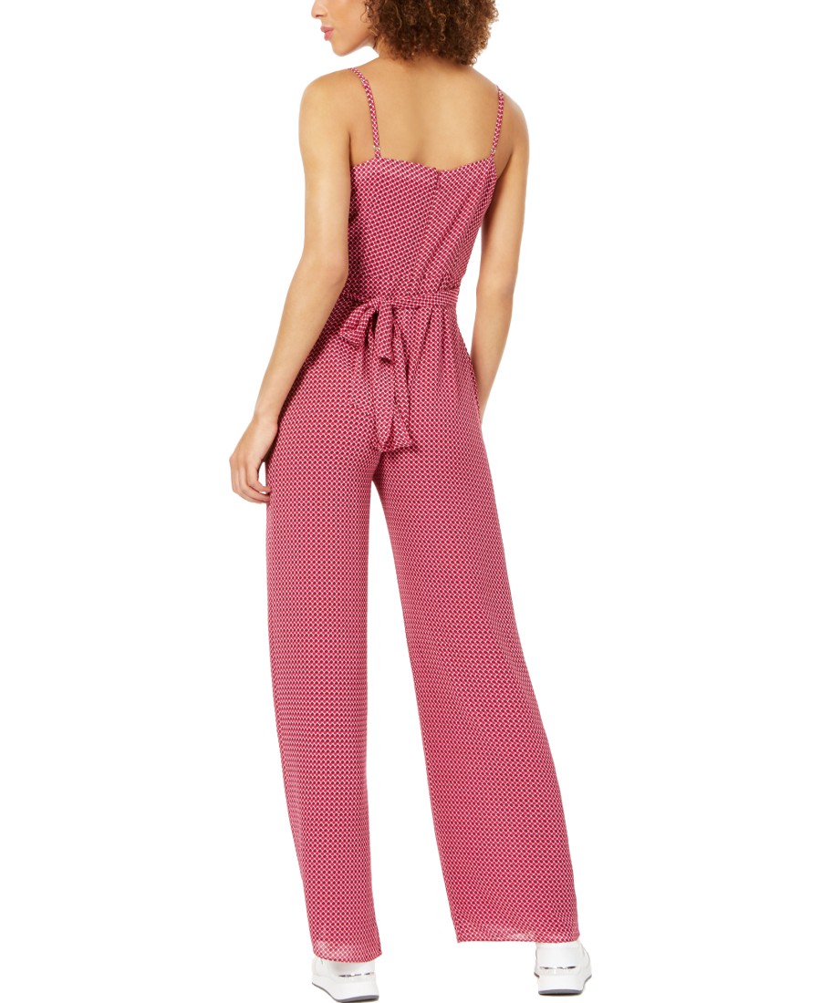 Women'S MICHAEL Michael Kors | Dotted Wide-Leg Jumpsuit Deep Fuchsia/Garnet