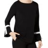 Women'S Charter Club | Tie-Sleeve Crepe Top Deep Black