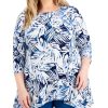 Juniors' Alfani | Plus Printed Swing Top Blue Dream Leaf