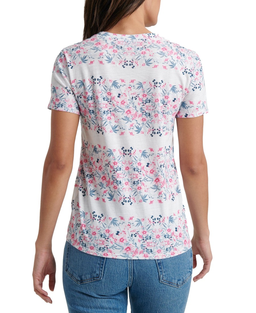 Women'S Lucky Brand | Cotton Botanicals Print T-Shirt White