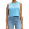 Women'S Levi's | Sleeveless Logo-Print Cotton Cropped Top Baltic Sea