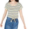 Women'S Hippie Rose | Tie-Front T-Shirt Yellow Stripe