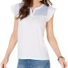 Women'S Style & Co | Contrast-Yoke Cotton Top Minute Stripe