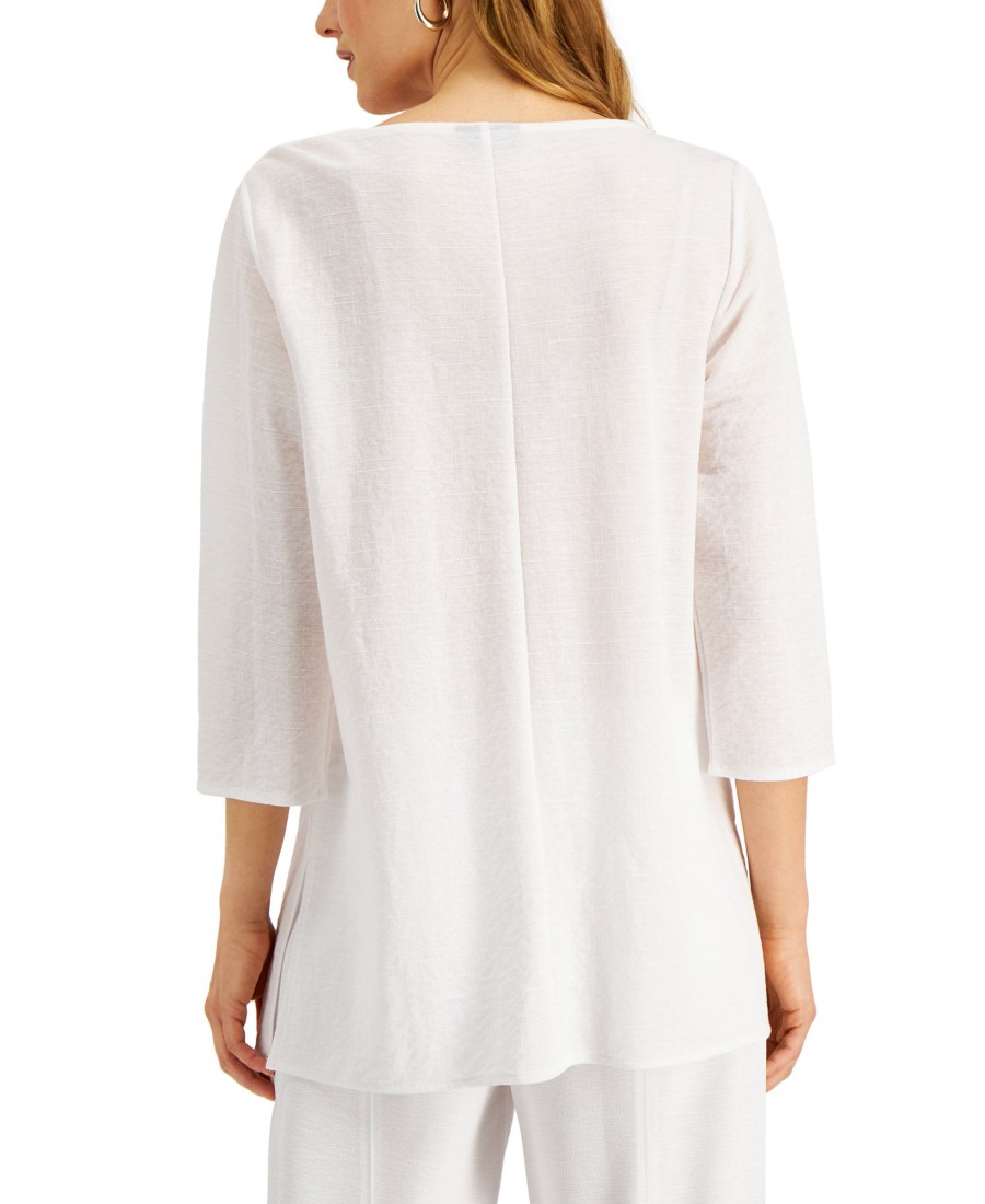 Women'S Alfani | Textured Split-Neck Top Bright White