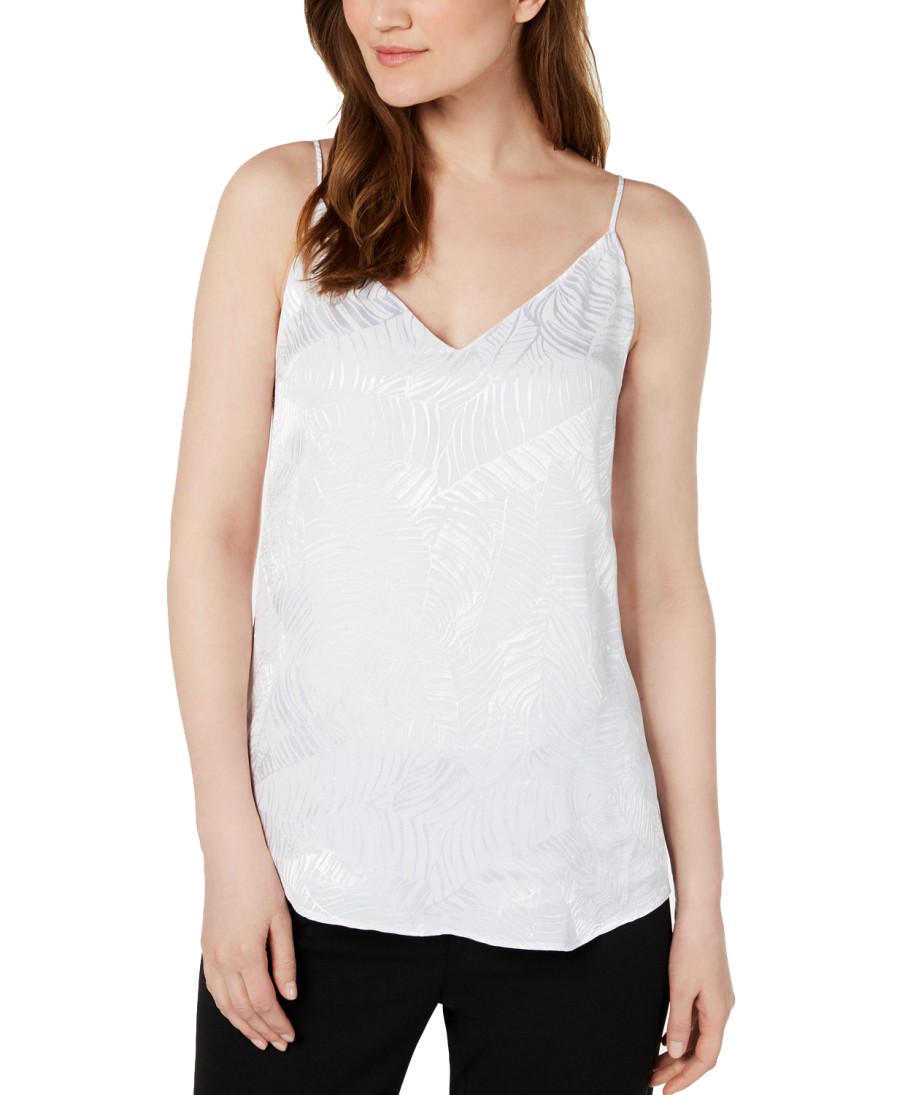 Women'S Calvin Klein | Printed Spaghetti-Strap Top White