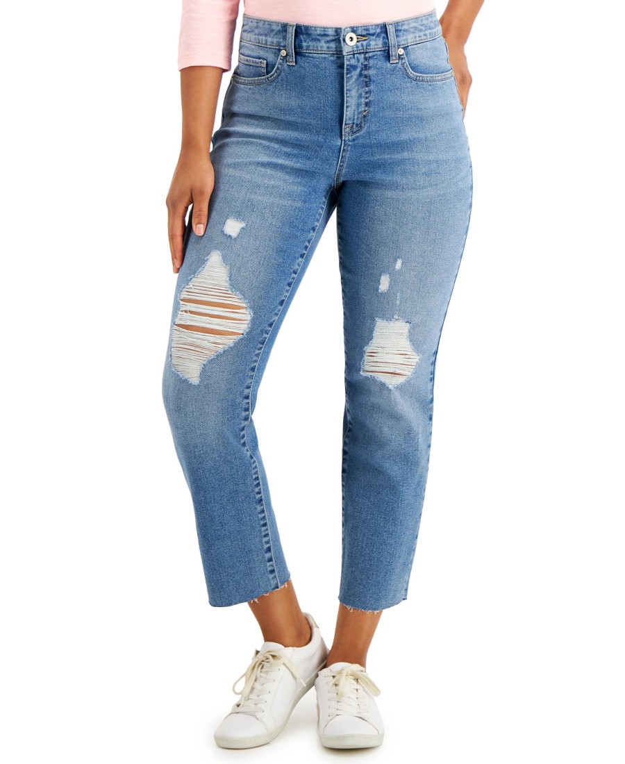 Women'S Style & Co | High-Rise Straight Crop Jeans Epiphany Wash