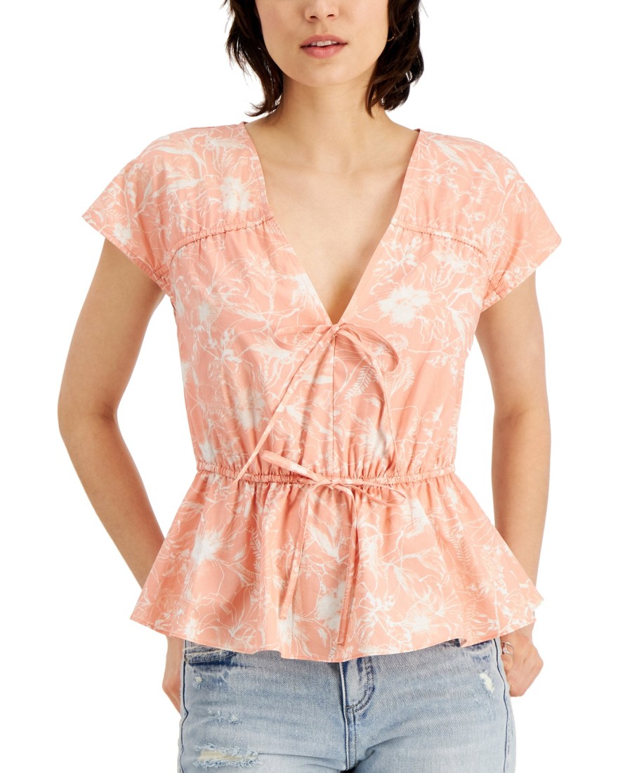 Women'S INC International Concepts | Cotton Printed V-Neck Top Chroma Botanical