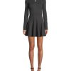 Women'S Nicole Miller | Ponte-Knit Fit & Flare Dress Dark Charcoal