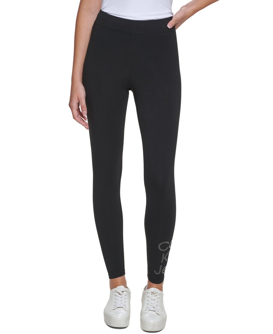 Women'S Calvin Klein Jeans | Logo-Print High-Rise Leggings Black