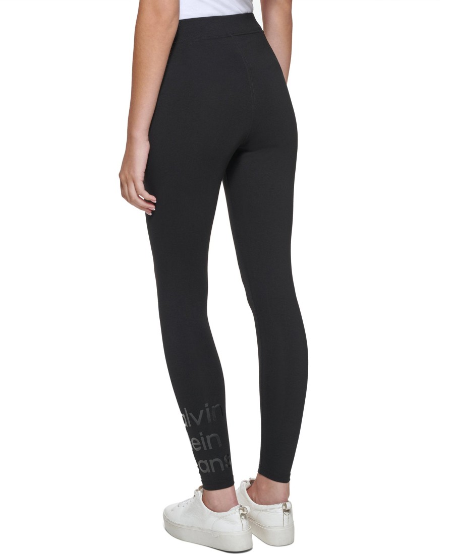 Women'S Calvin Klein Jeans | Logo-Print High-Rise Leggings Black