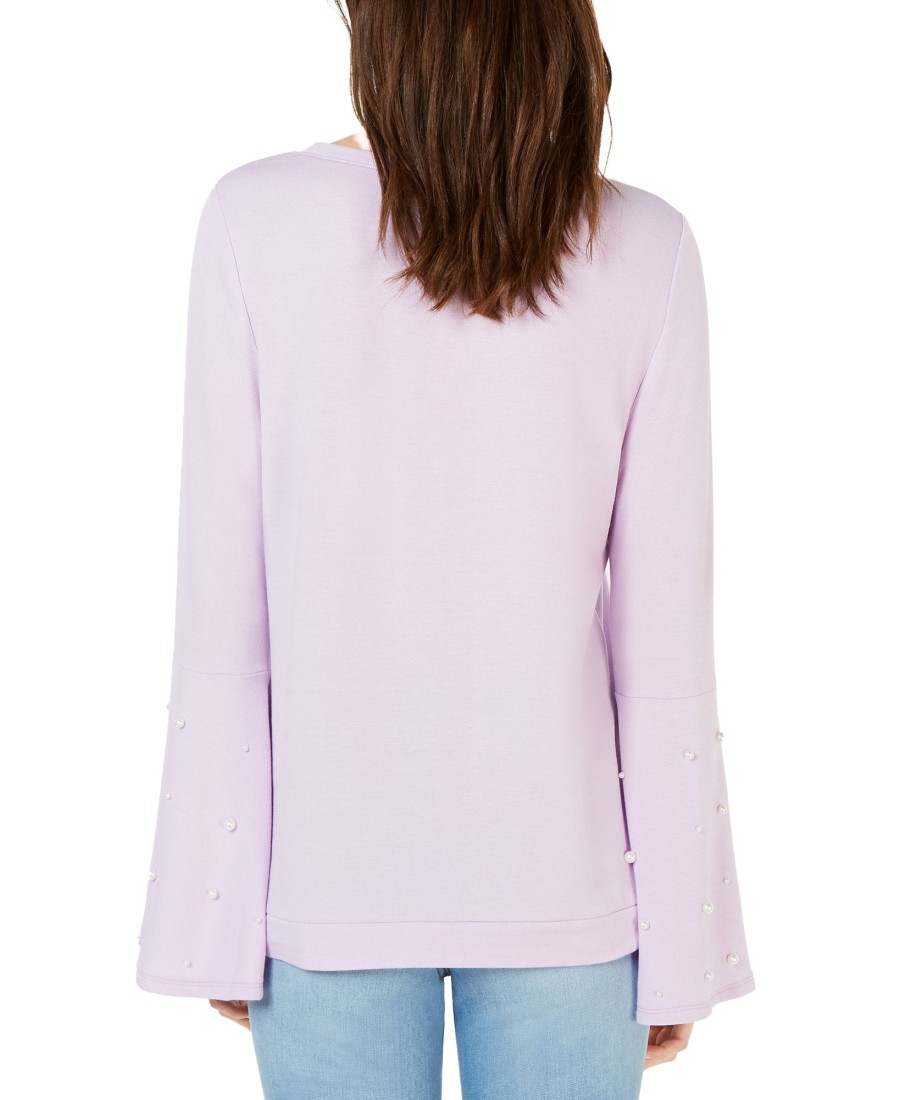 Women'S INC International Concepts | Embellished Bell-Sleeve Sweatshirt Purple