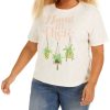 Women'S Mighty Fine | Plus Trendy Hang In There Cropped Graphic T-Shirt Off White