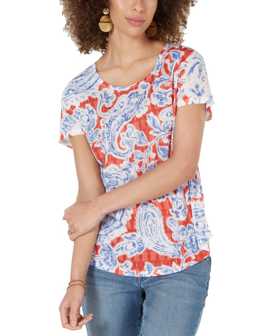 Women'S Style & Co | Printed Scoop-Neck Top Future Found