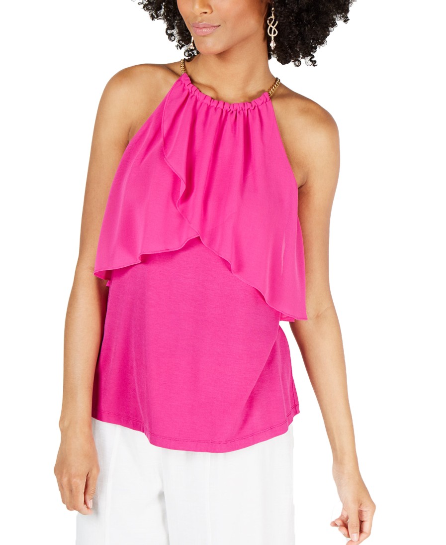 Women'S Thalia Sodi | Ruffled Chain-Neck Sleeveless Top Magenta