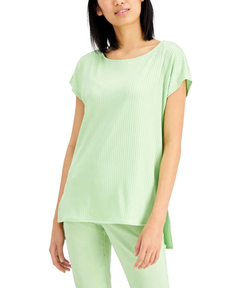 Juniors' Alfani | Ribbed High-Low Tunic Pistachio Green