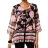 Women'S JM Collection | Printed Split-Front Tunic Ethnic Bloom