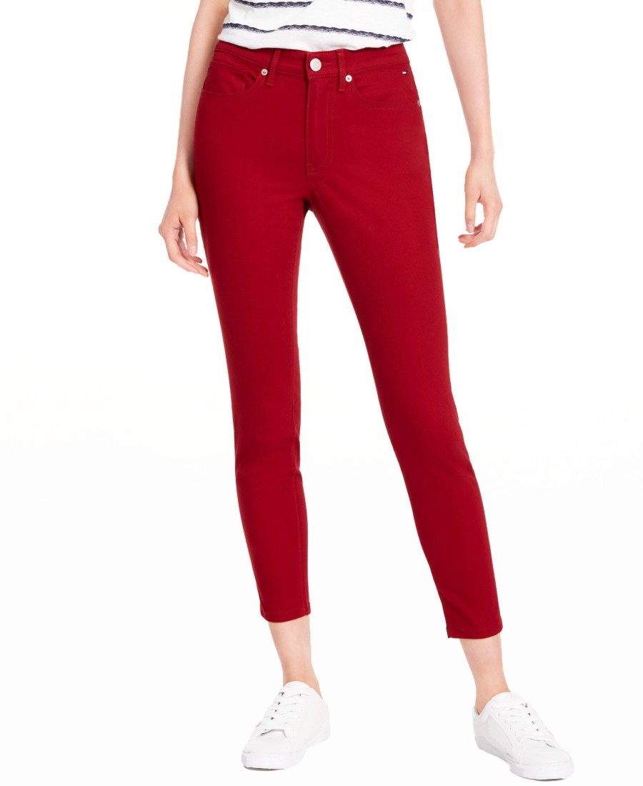 Women'S Tommy Hilfiger | Tribeca Skinny Cropped Jeans Crimson