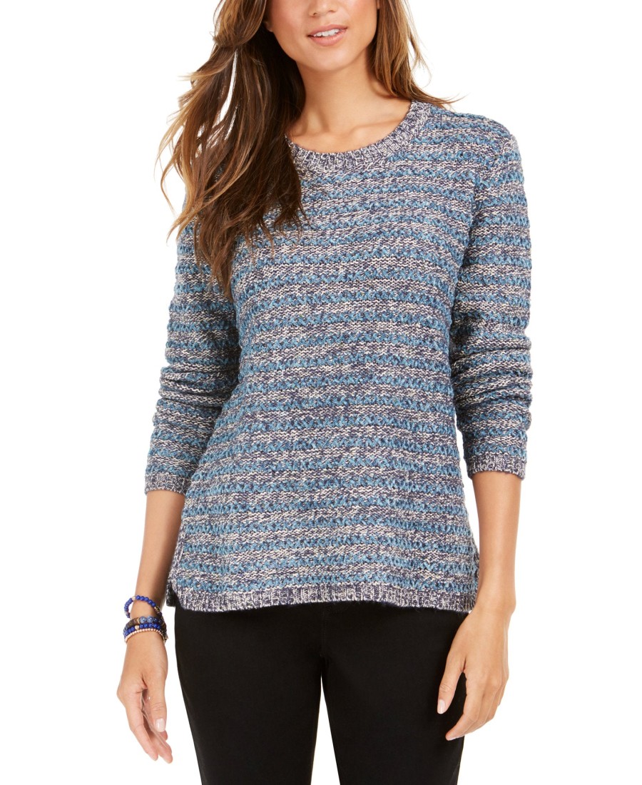 Women'S Style & Co | Striped Sweater Indsutrial Blue