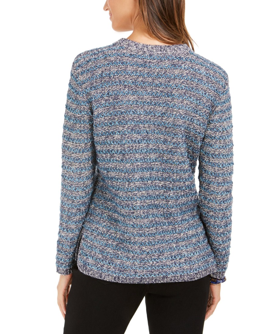 Women'S Style & Co | Striped Sweater Indsutrial Blue