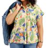 Women'S Style & Co | Cotton Printed Camp Shirt Peach Sherbet