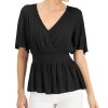 Women'S JPR Studio | Smocked Surplice Peplum Top Black