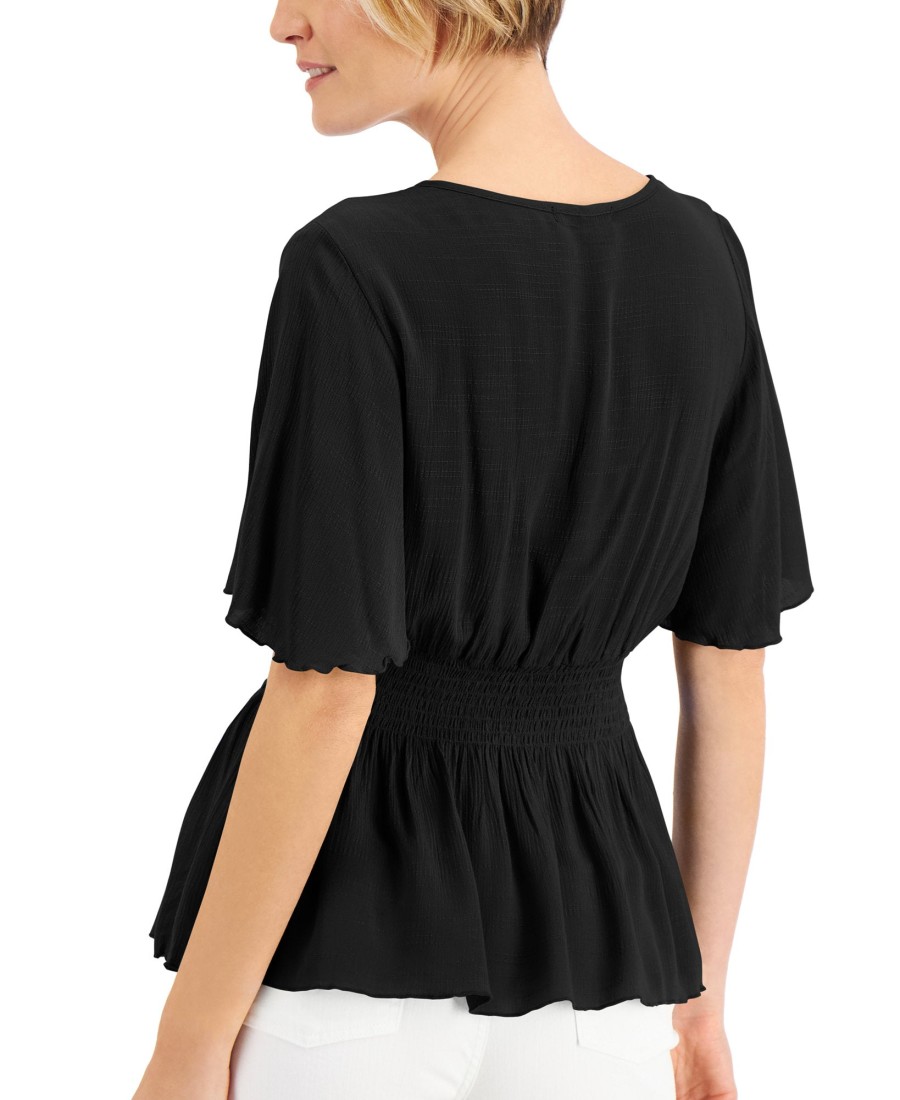 Women'S JPR Studio | Smocked Surplice Peplum Top Black