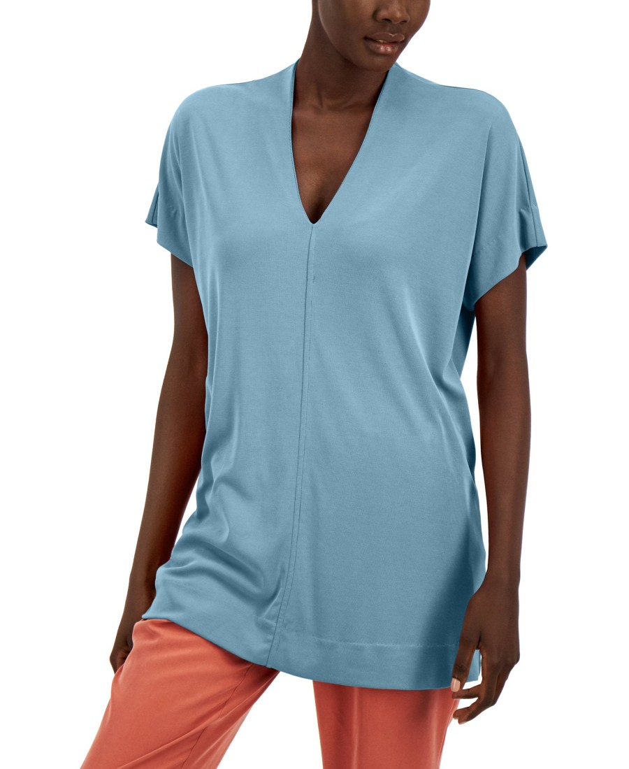 Juniors' Alfani | V-Neck Exposed-Seam Top