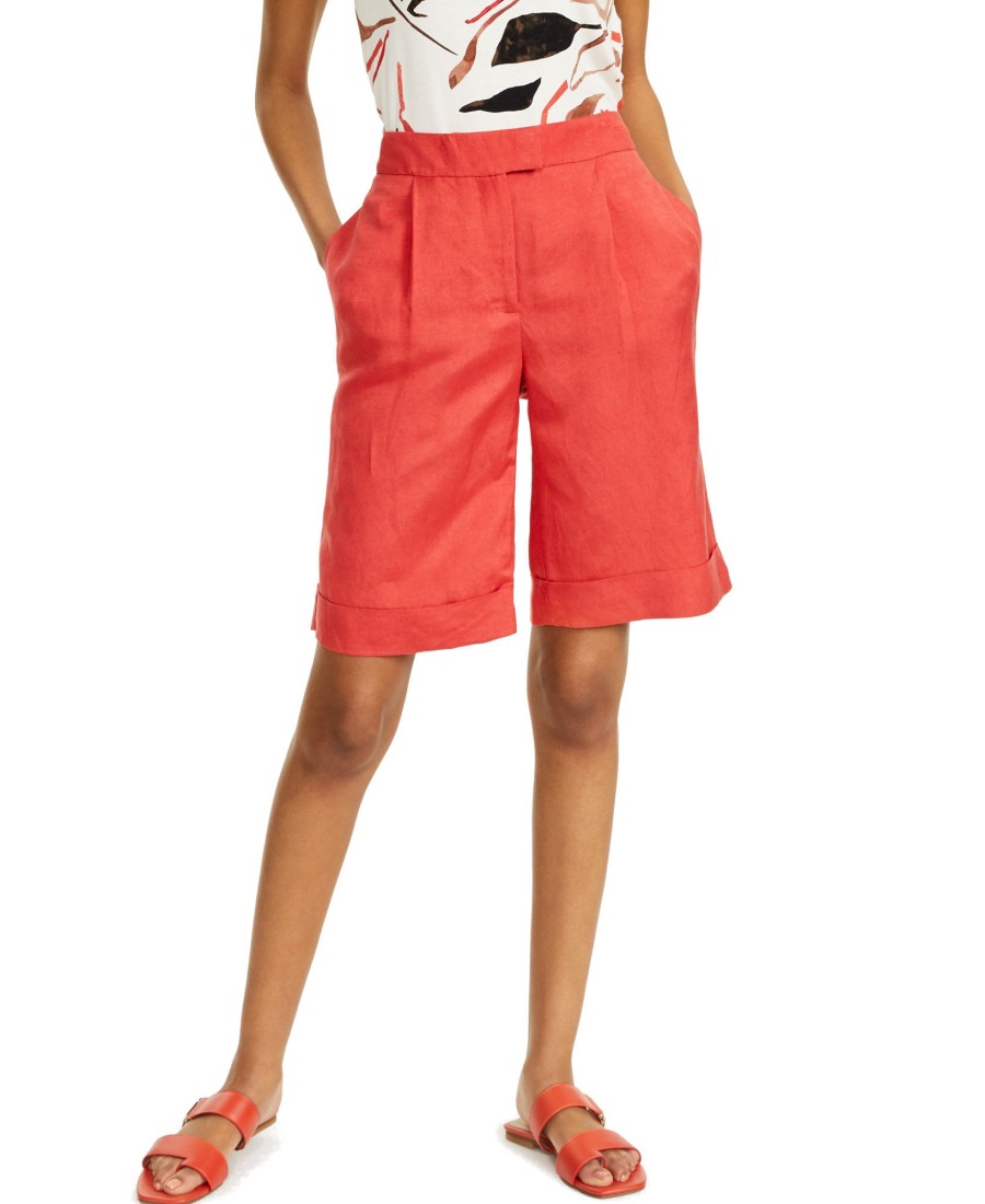 Juniors' Alfani | Pleated Bermuda Shorts Cranberry Spice