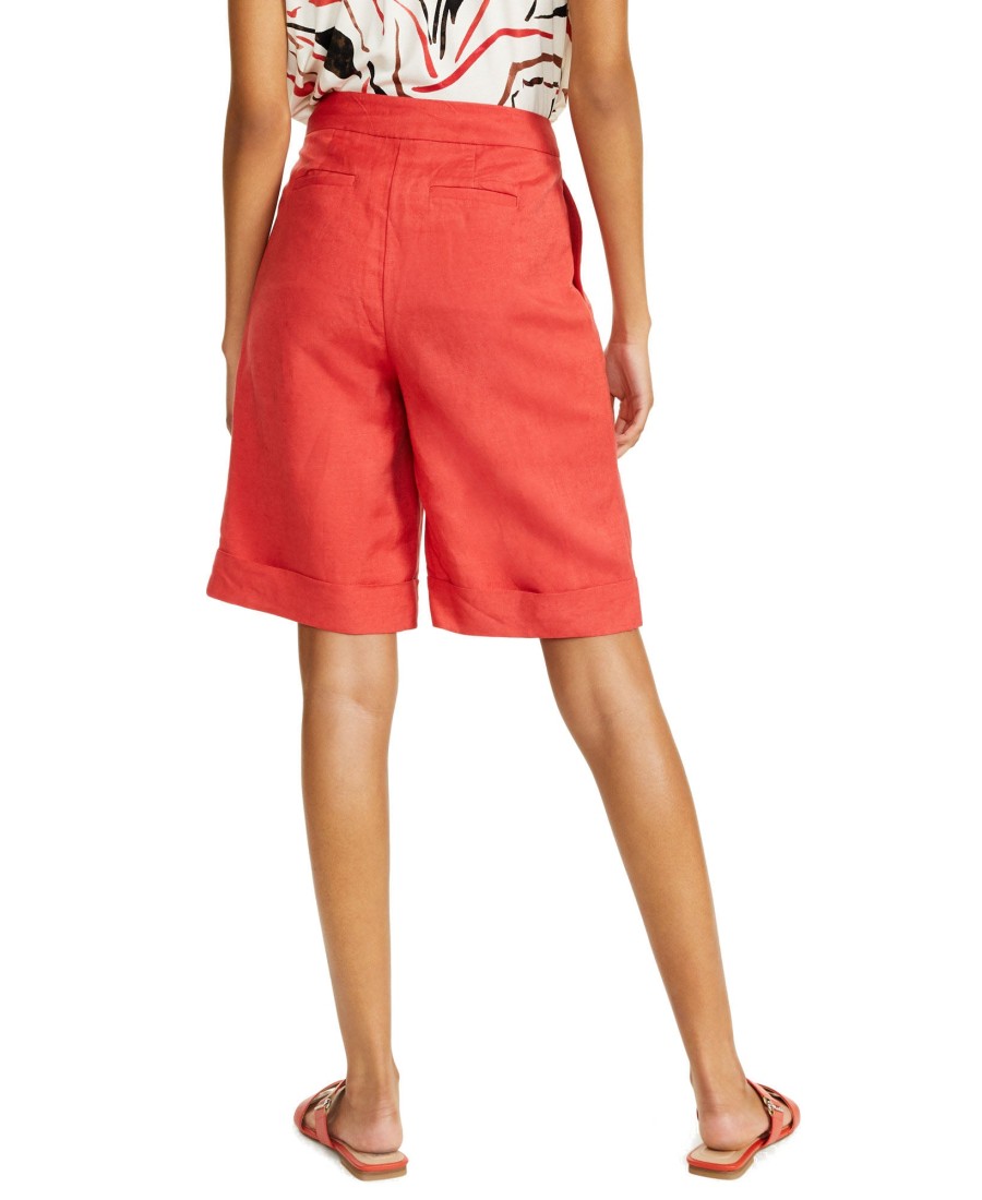 Juniors' Alfani | Pleated Bermuda Shorts Cranberry Spice