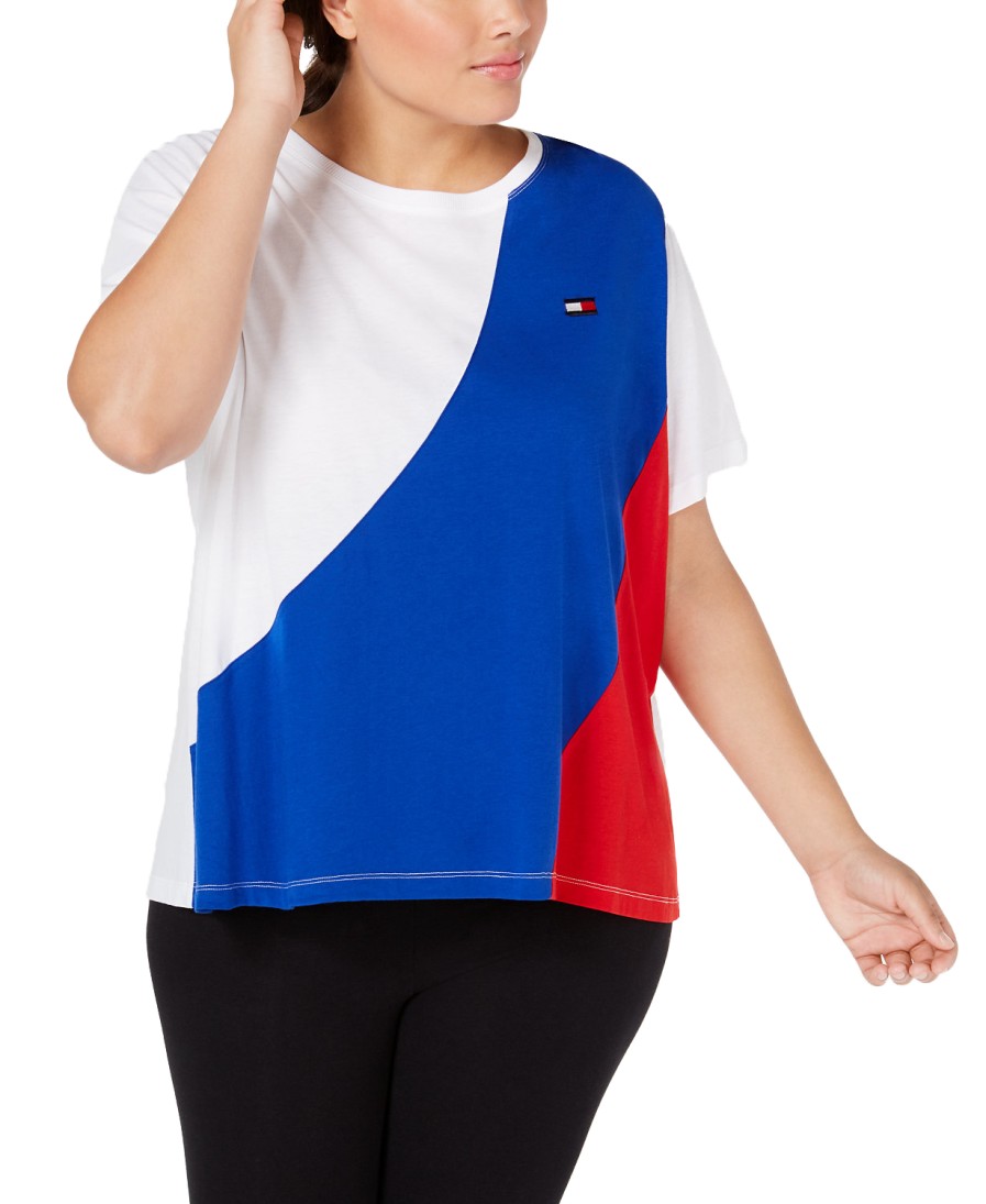 Women'S Tommy Hilfiger Sport | Plus Colorblocked T-Shirt Heritage Combo