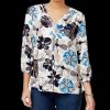 Women'S Charter Club | Floral-Print V-Neck Blouse Birch Tree