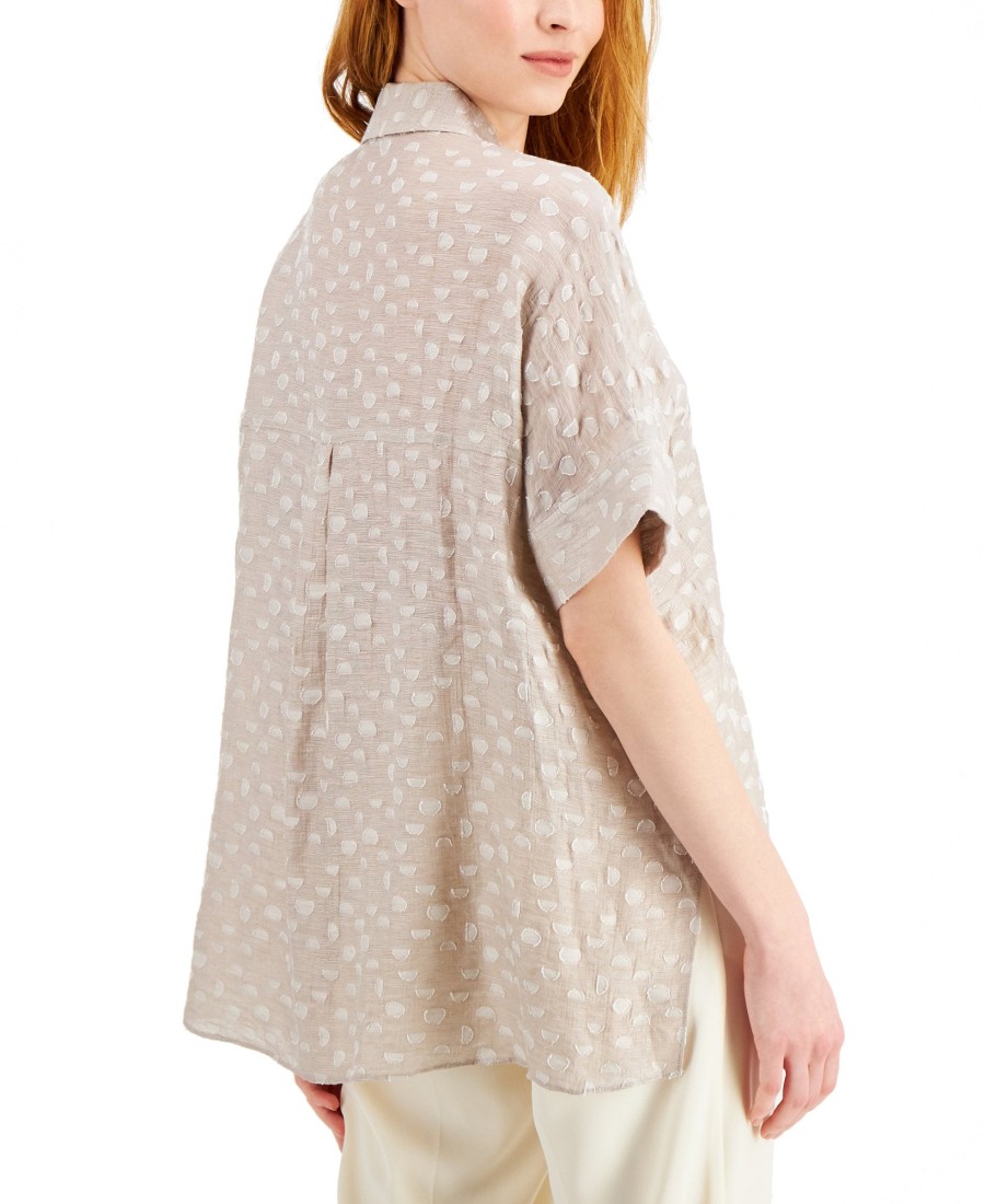 Juniors' Alfani | Textured Button-Front Top French Stone