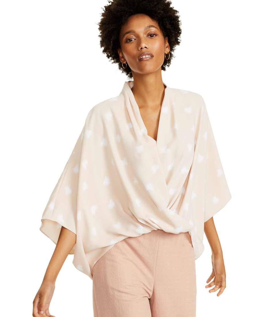 Women'S Alfani | Printed Wide-Sleeve Surplice Top Leafy Toss