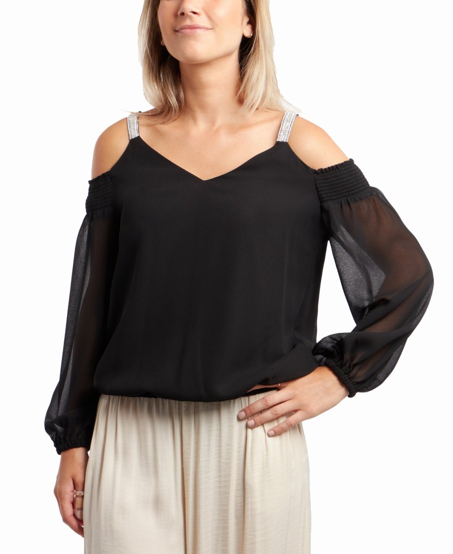 Women'S MSK | Cold-Shoulder Bubble Top Black