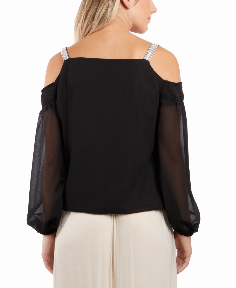 Women'S MSK | Cold-Shoulder Bubble Top Black