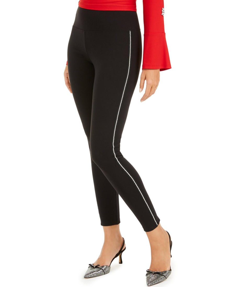 Women'S INC International Concepts | Shine Embellished Tuxedo Leggings Black