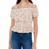 Juniors' Ultra Flirt | Juniors' Printed Off-The-Shoulder Peplum Blouse Garden White