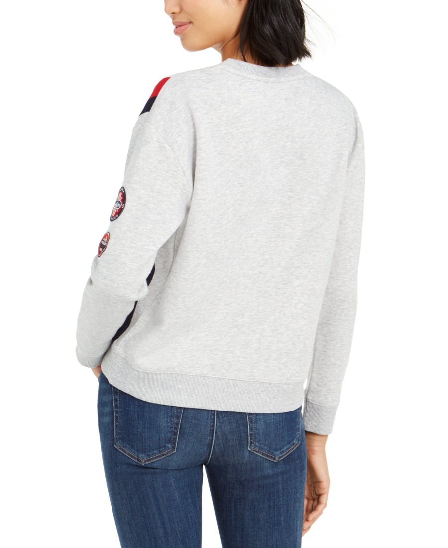 Women'S Tommy Hilfiger | Logo-Stripe Sweatshirt Pearl Grey Heather