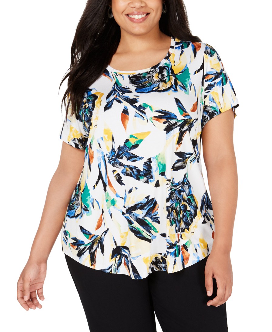 Women'S JM Collection | Plus Printed Top Passion Floral