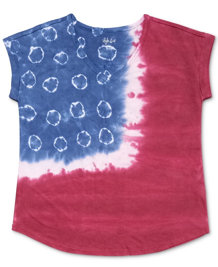 Women'S Style & Co | Tye-Dyed American Flag T-Shirt American Tiedye