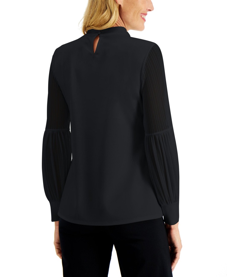 Women'S JM Collection | Sheer-Sleeve Top