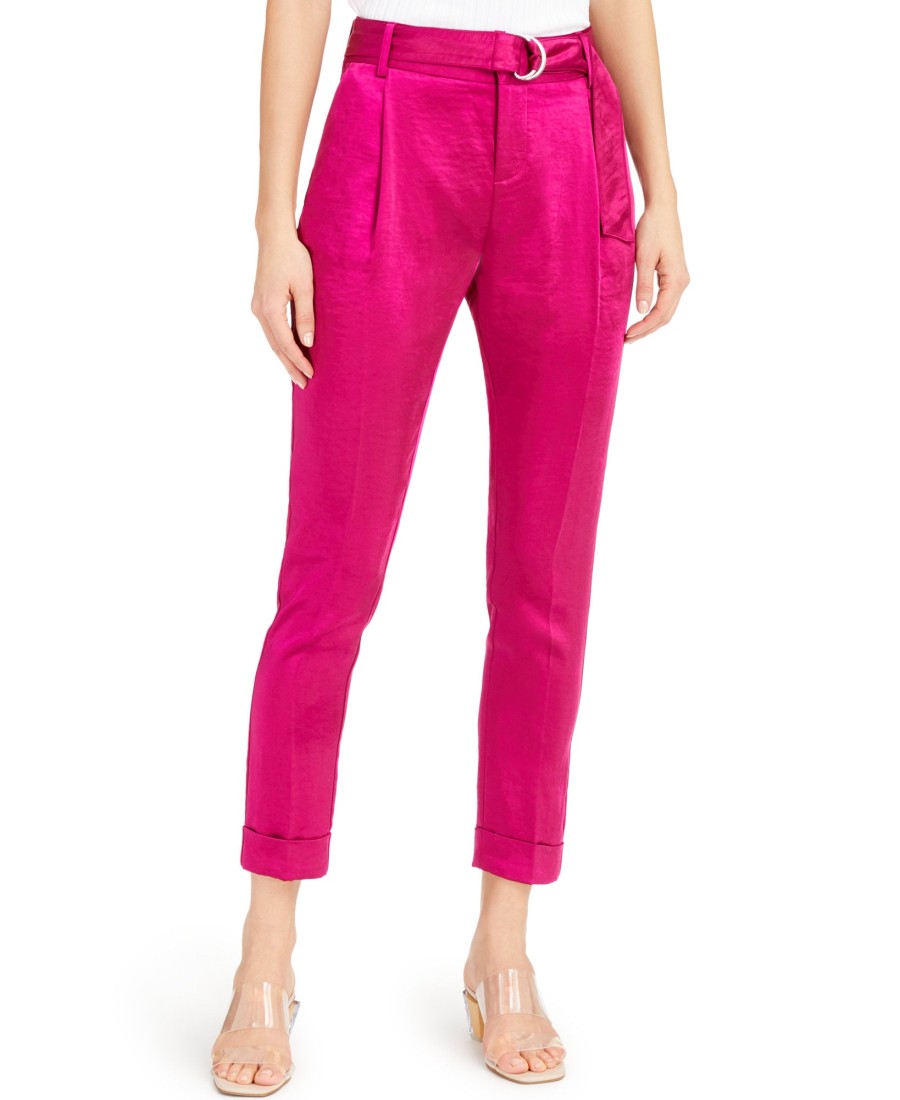 Women'S INC International Concepts | Satin Belted Ankle Pants Cranberry Rose