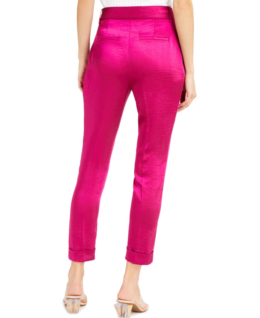 Women'S INC International Concepts | Satin Belted Ankle Pants Cranberry Rose