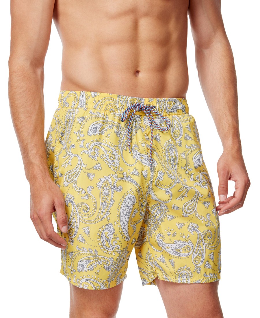 Men Cutter & Buck | Jetty Paisley Swim Trunks Dandelion