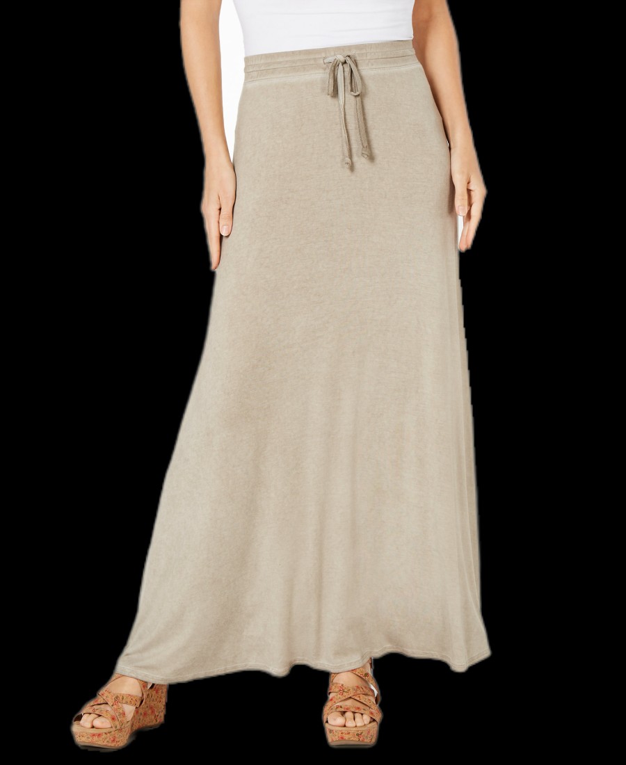 Women'S Style & Co | Drawstring Side-Slit Maxi Skirt Taupe