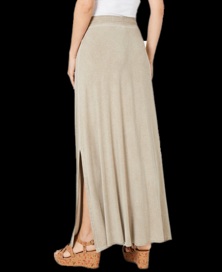 Women'S Style & Co | Drawstring Side-Slit Maxi Skirt Taupe