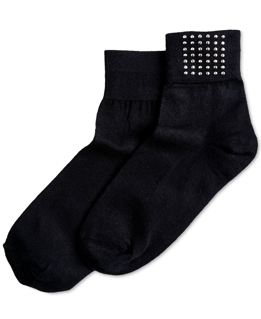 Women'S Hue | Studded Shortie Socks Black