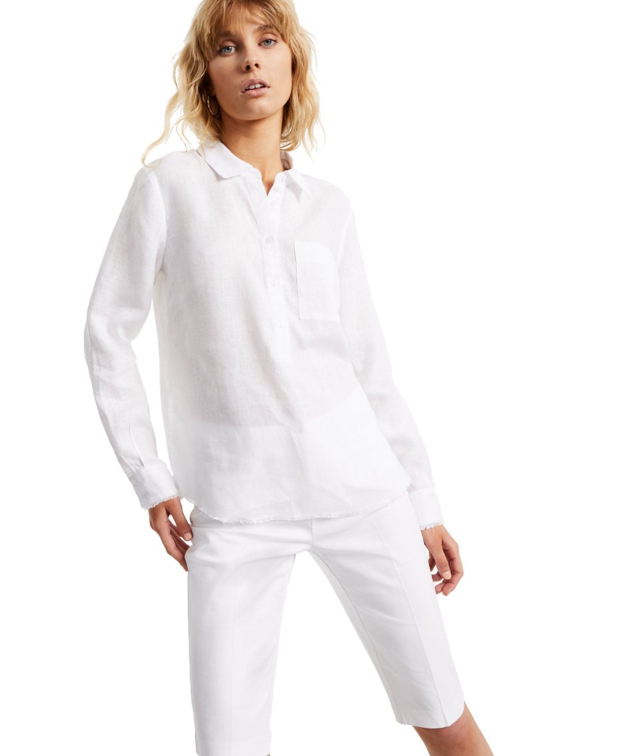 Women'S INC International Concepts | Petite Linen Shirt Bright White